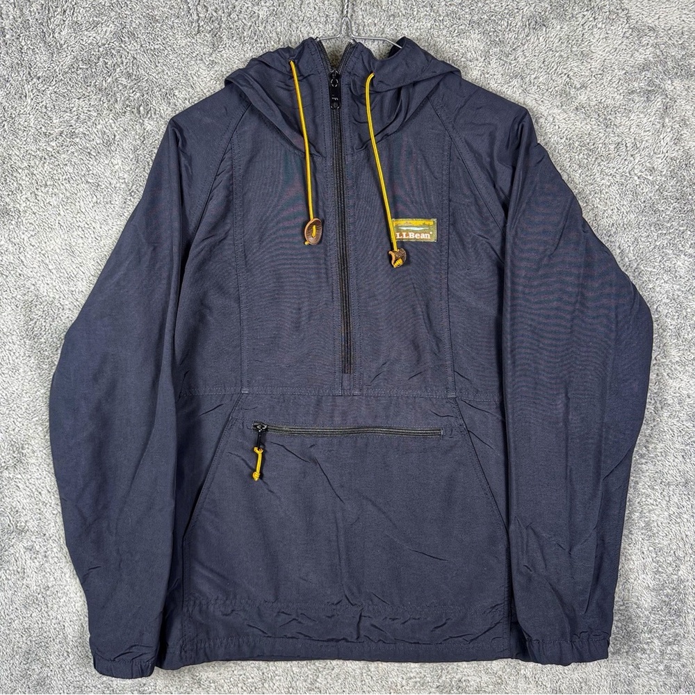 L.L. Bean Navy Windbreaker with Yellow Details Size M